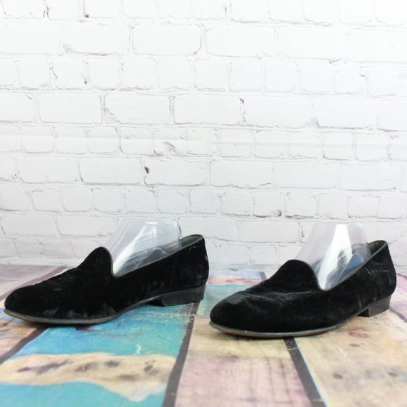 Cole Haan Black Velvet Smoking Slip on Flats Shoes Size 8.5 M - Picture 2 of 9
